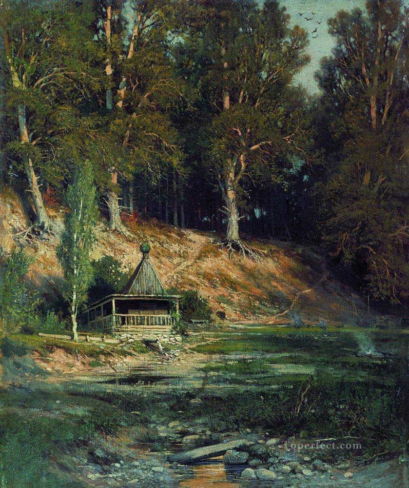 森の中の礼拝堂 1893 古典的な風景 イワン・イワノビッチの木々油絵